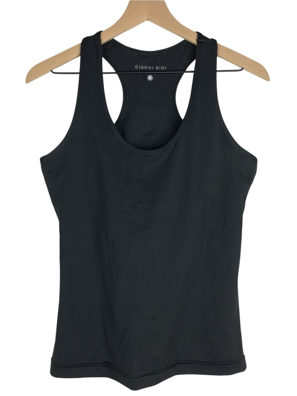 GIANNI BINI Racerback Workout Tank Top Shelf Bra Mesh Solid Black Size Small